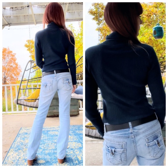 Deep Indigo Blue Turtleneck Top - Picture 7 of 17